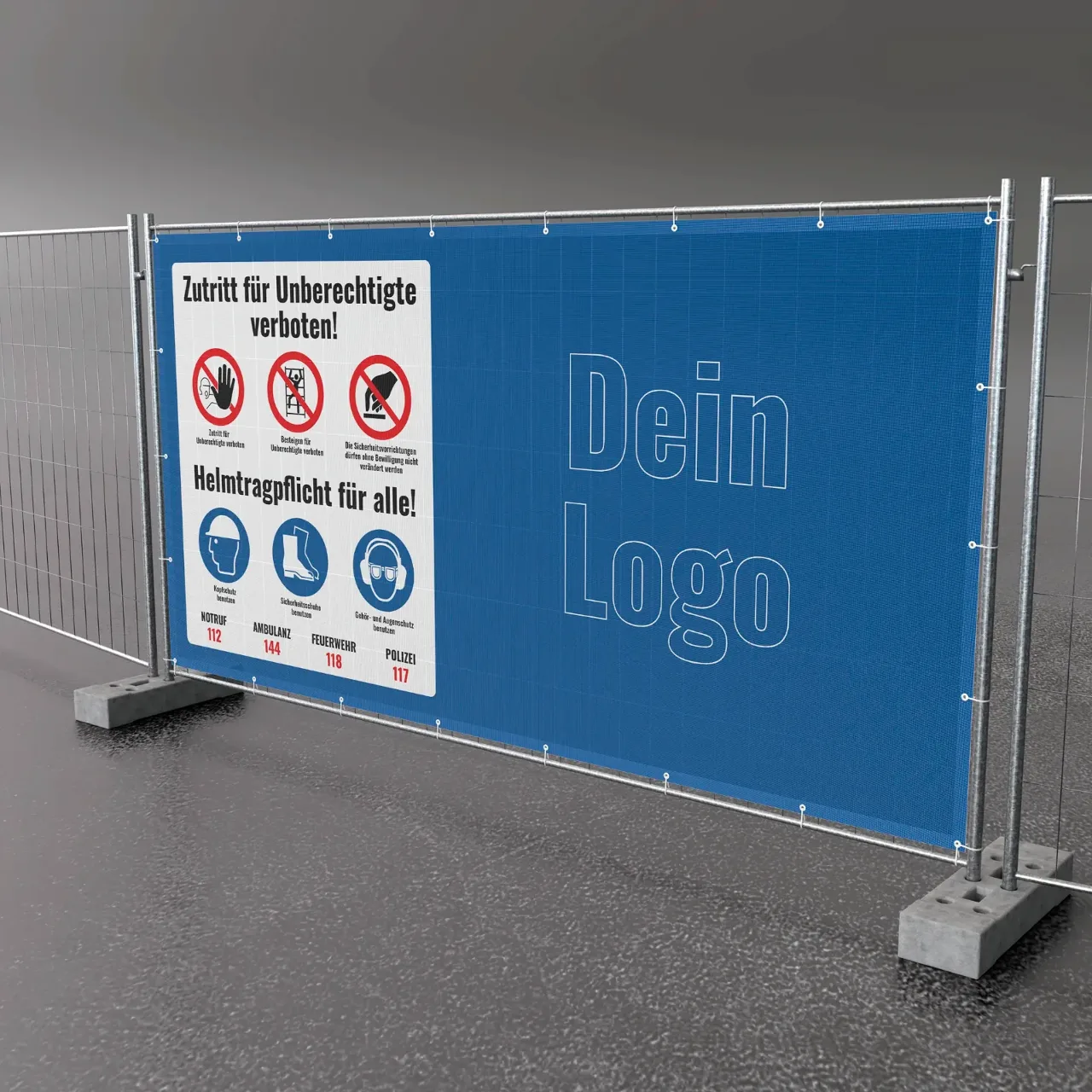 Bauzaunbanner «Zutritt verboten» mit Logo