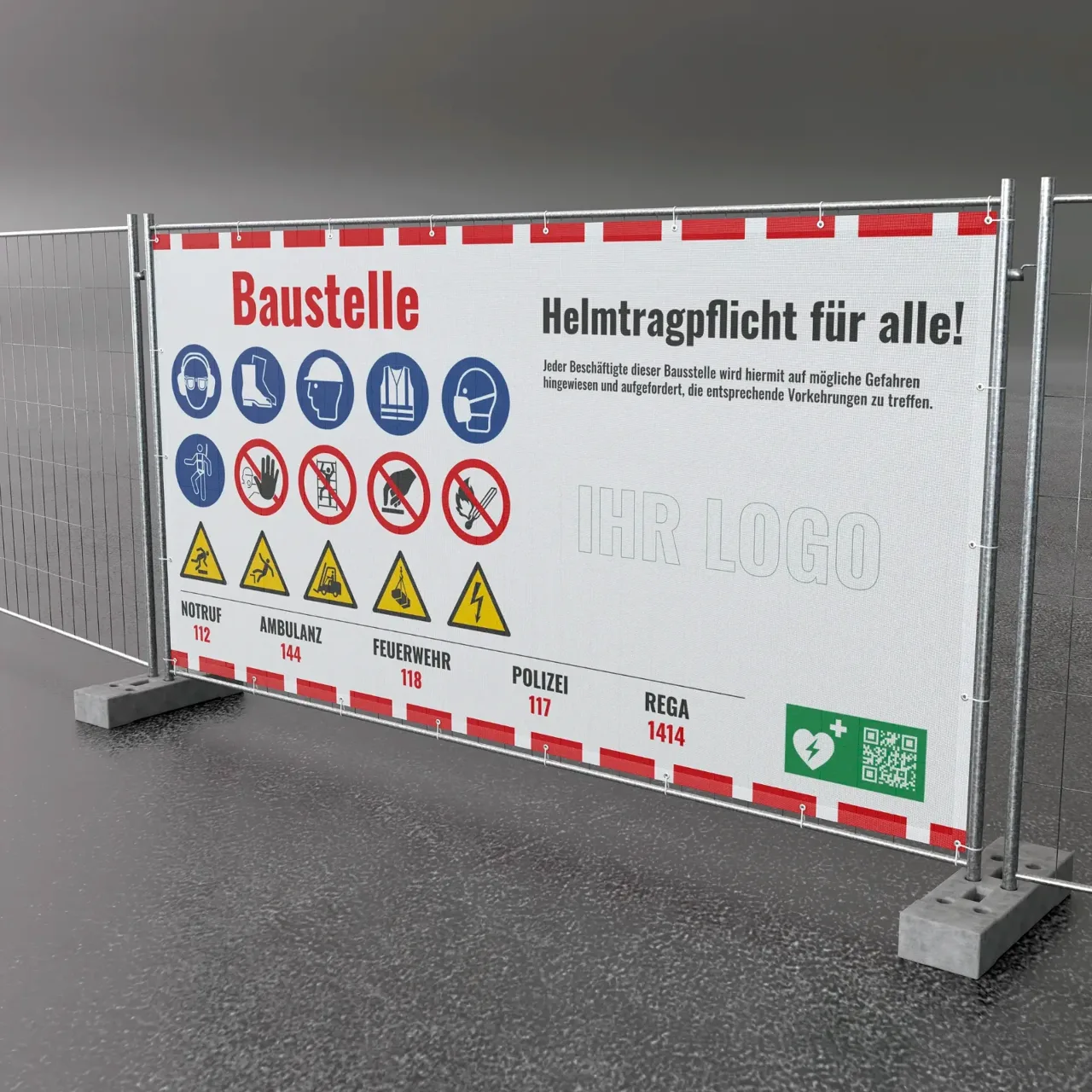 Bauzaunbanner «Baustelle» mit Logo
