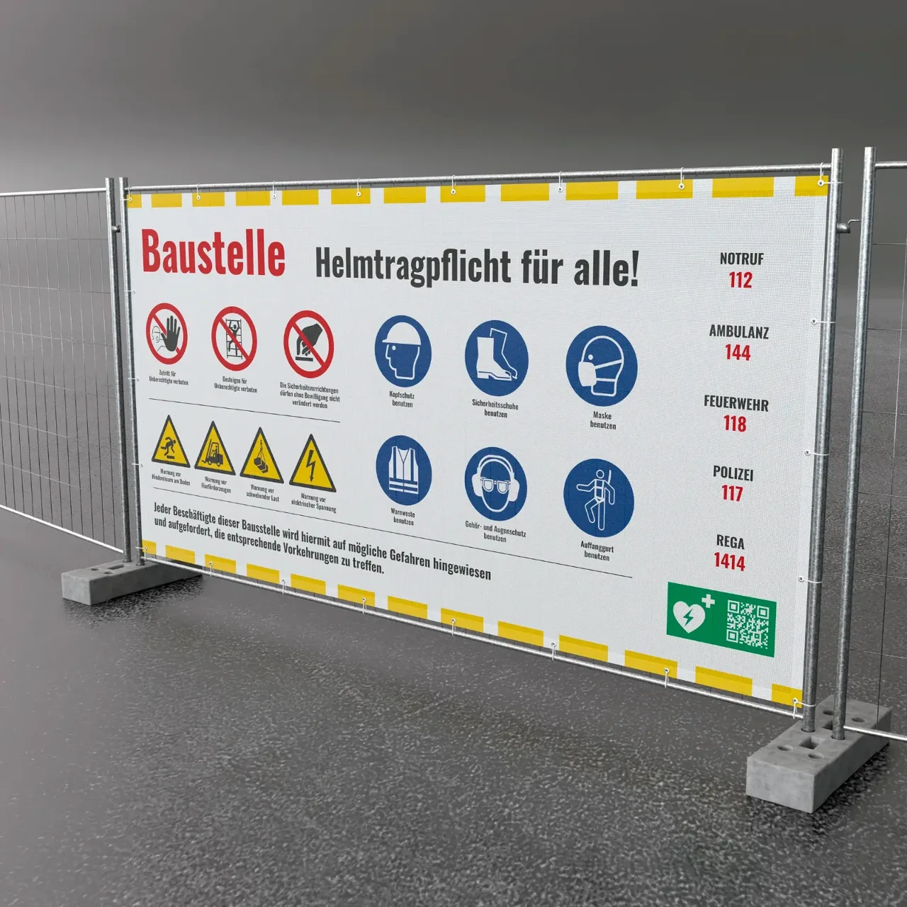 Bauzaunbanner mit Sicherheitshinweisen