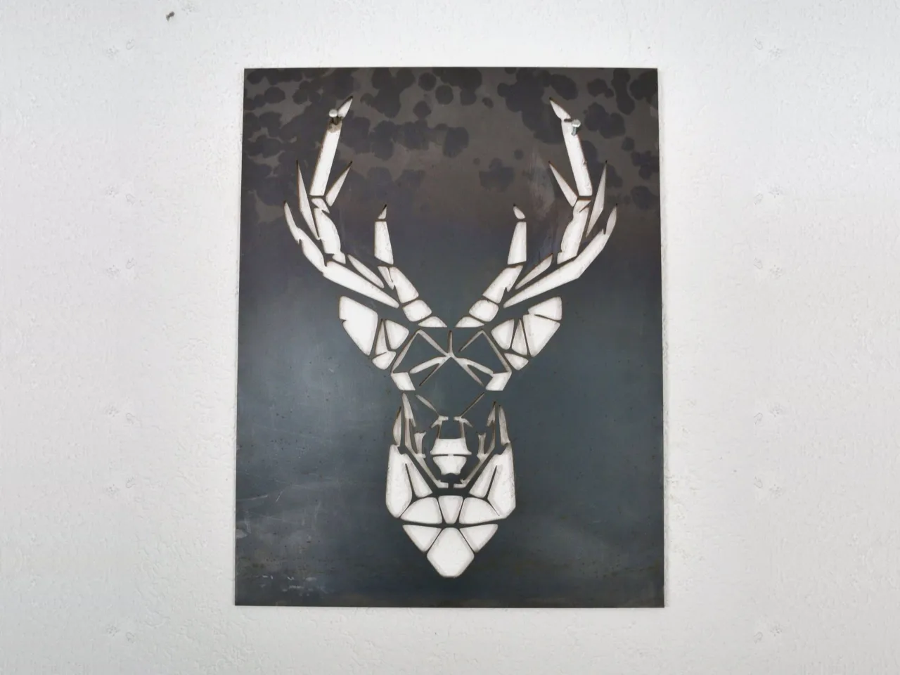 Stahlbild Hirsch geometrisch