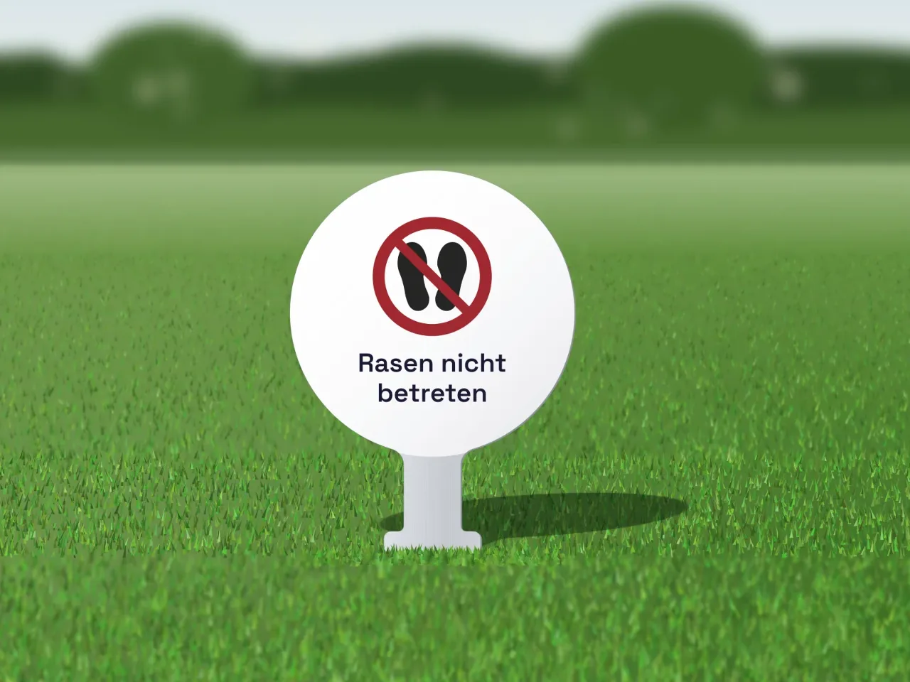 Rasenstecker «Rasen nicht betreten»: Im Rasen: die Schultern liegen auf