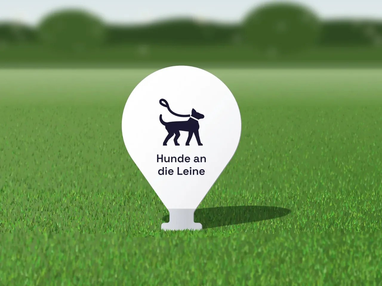 Rasenstecker «Hunde an die Leine»: Im Rasen: die Schultern liegen auf