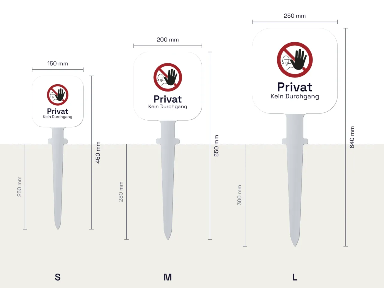 Rasenstecker «Privat»: S, M and L compared