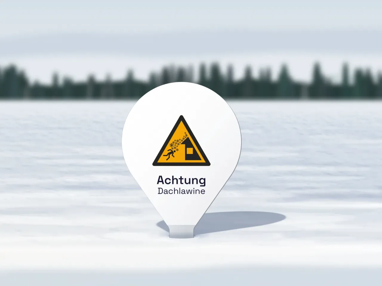 Stecker «Achtung Dachlawine»: Im Rasen: die Schultern liegen auf