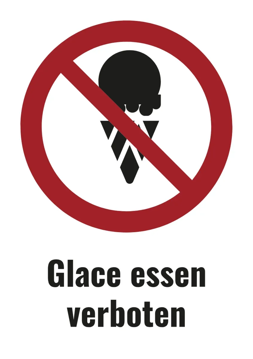 Verbotsschild «Glace essen verboten»