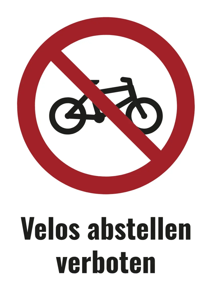 Verbotsschild «Velos abstellen verboten» (DIN-Format)