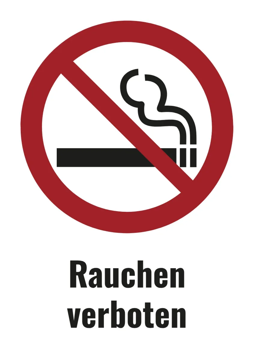 No smoking sign with text (DIN format)