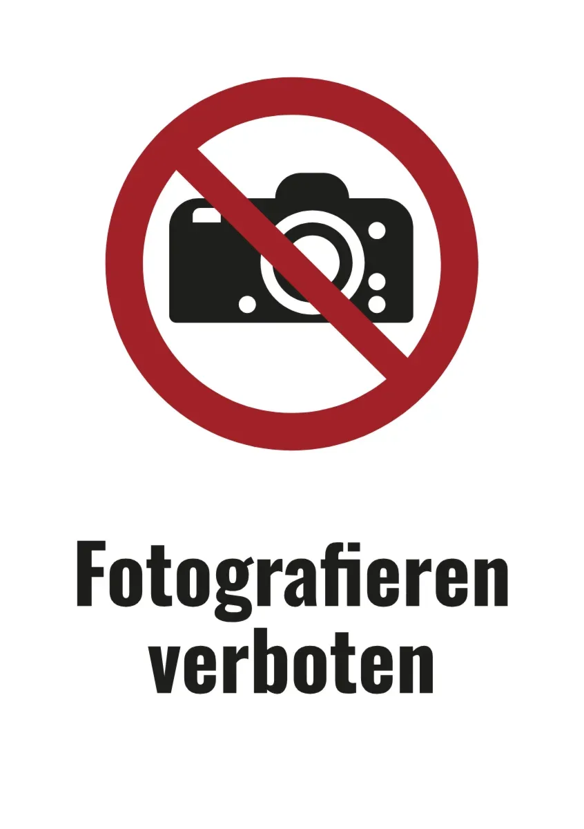 No photography sign with text (DIN format)