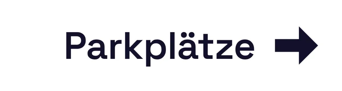 Wegweiser «Parkplätze» mit Pfeil