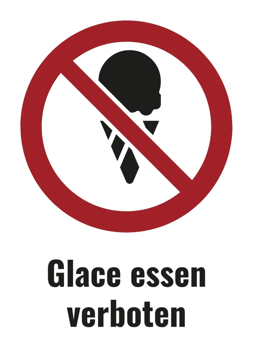 Verbotsschild «Glace essen verboten»