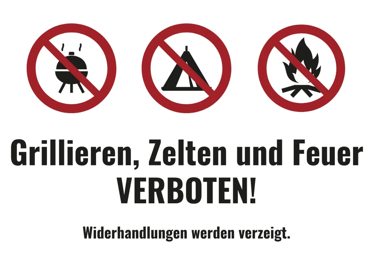 Prohibition sign "No barbecues, camping or fires"