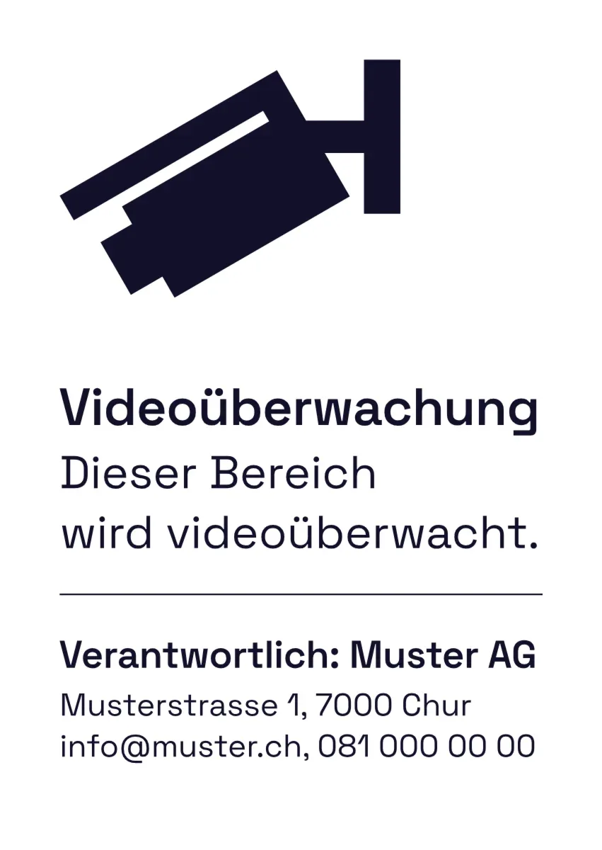 "Video surveillance" sign with contact details