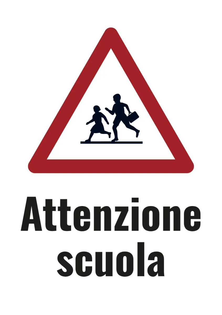 Cartello di avvertimento «Attenzione scuola»