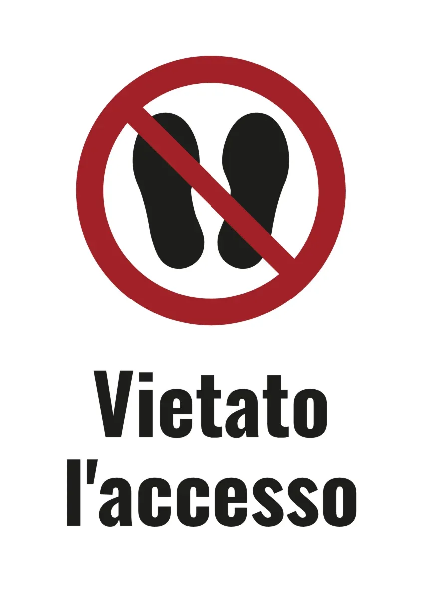 Cartello di divieto «Vietato entrare» con testo (formato DIN)