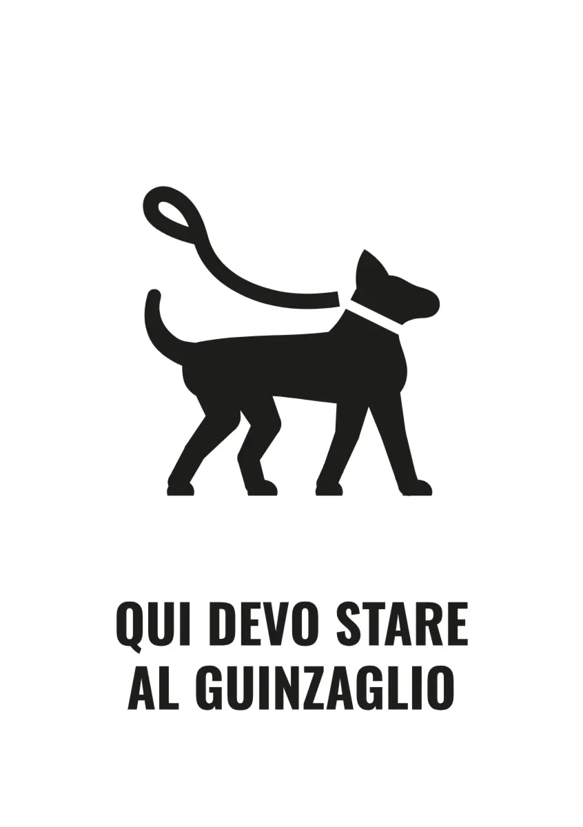 Cartello informativo «Qui devo stare al guinzaglio»