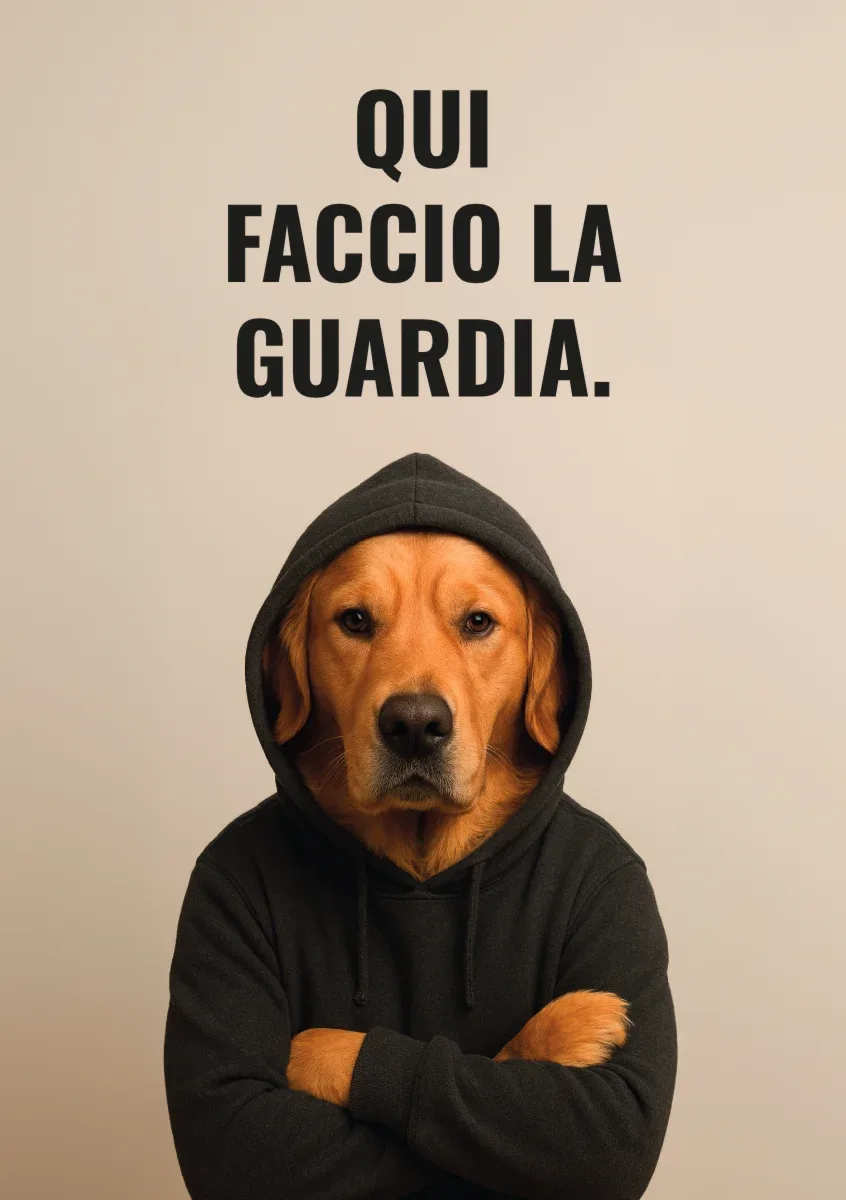 Cartello per cani «Qui faccio la guardia.»
