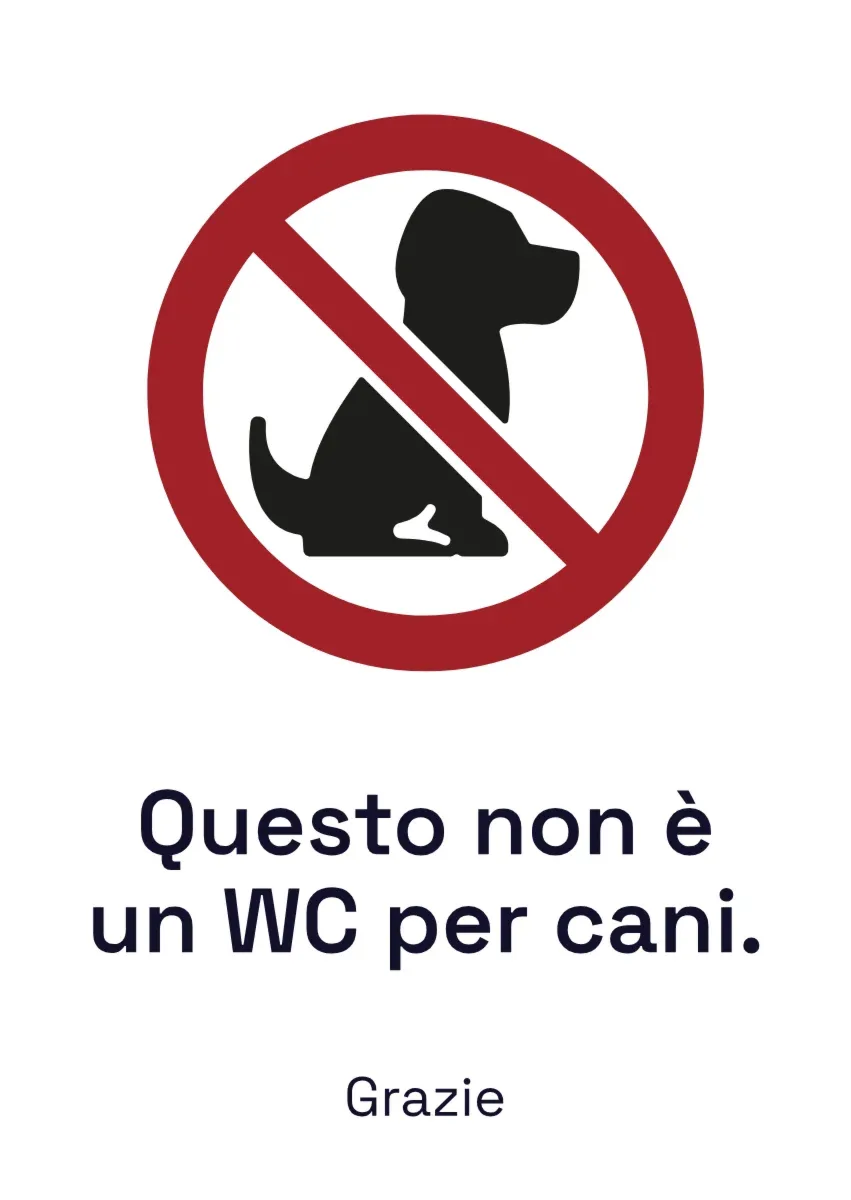 Cartello di divieto «Questo non è un WC per cani»