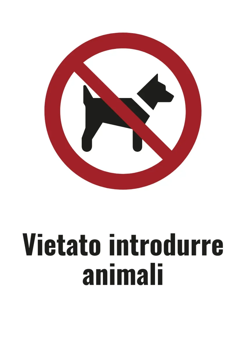 Cartello di divieto «Vietato introdurre animali» (formato DIN)