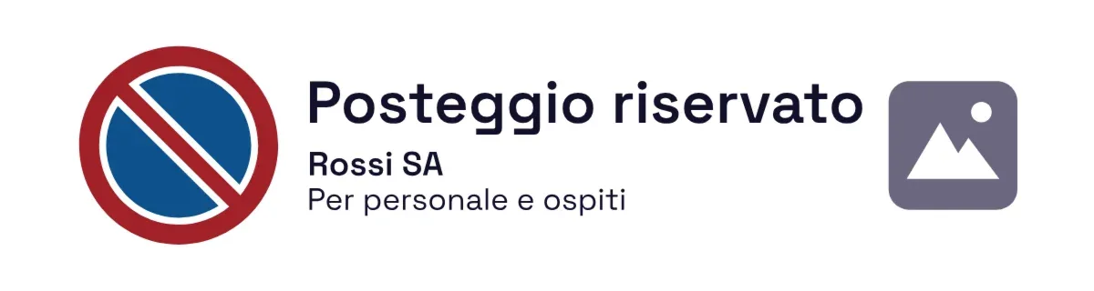 Cartello posteggio «Posteggio riservato» con logo