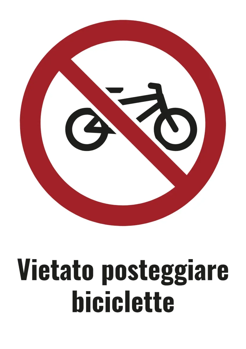 Cartello di divieto «Vietato depositare biciclette» (formato DIN)