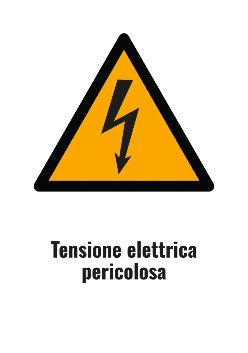 Cartello di avvertimento «Tensione elettrica pericolosa» (formato DIN)